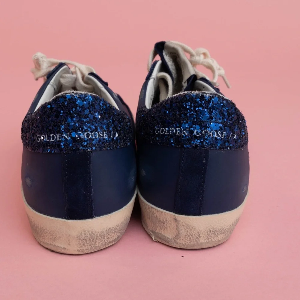 Authentic dark blue Golden Goose Superstars size 37 in excellent condition